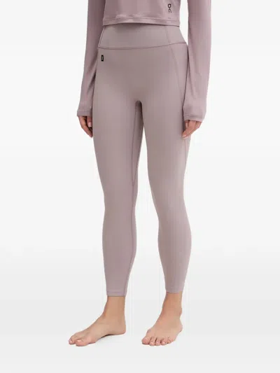 On Logo-patch Leggings In Gray