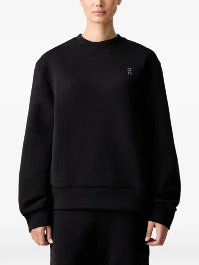 On Logo-print Raglan-sleeve Sweater In Black