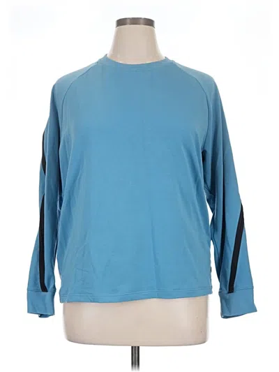 Pre-owned On Lg Sleeve Top Blue Crew Neck Tops