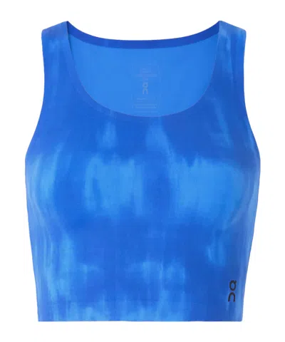 On Malibu Cropped Cutout Tie-dyed Stretch Recyled-jersey Tank In Blue