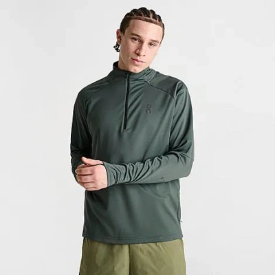 On Men's Climate Quarter-zip Running Top Size Large Polyester In Green