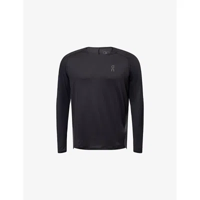 On Performance Slim-fit Stretch Recycled-jersey And Mesh Top In Black