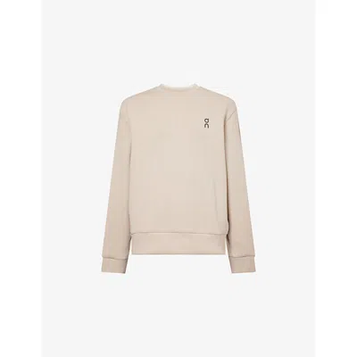 On Mens Desert Focus Tech Crewneck Stretch-cott Blend Sweatshirt In Neutral