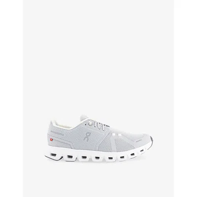 ON MENS GLACIER WHITE CLOUD 6 MESH LOW-TOP TRAINERS