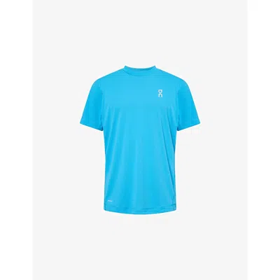 ON MENS ON TRAIN LOGO-PRINT WOVEN T-SHIRT