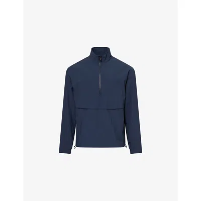 On Mens Midnight Courtside 1/2 Zip Eaze Stretch-woven Jacket In Blue