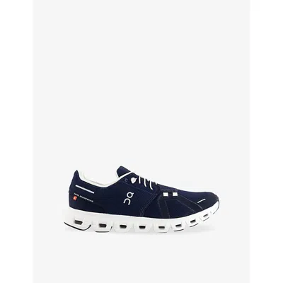 On Breathable Technical Fabric Sneakers With Cushied Sole In Blue