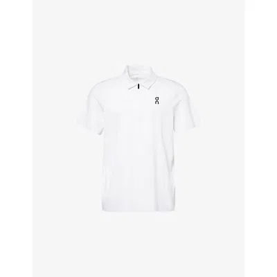 On Mens White Court Logo-print Stretch-jersey Polo Shirt