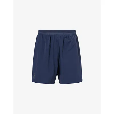 On Mens Navy Performance 7' Stretch-woven Shorts In Blue
