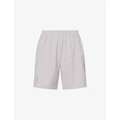 On Mens  Train Brand-print Stretch-woven Shorts In White