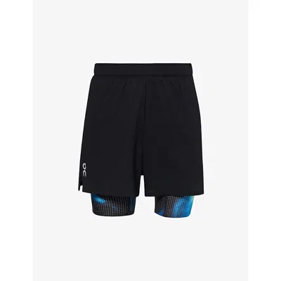 On Mens Black Pace 2 In 1 Stretch-woven Shorts