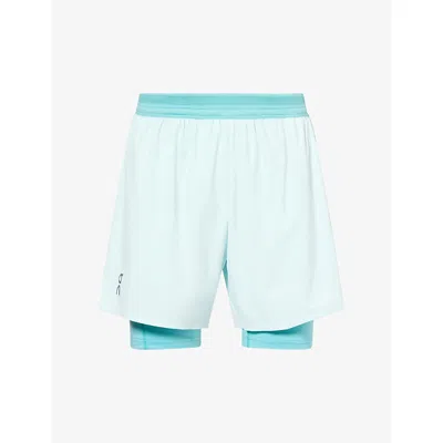 On Mens Performance 2/1 Stretch-woven Shorts Flurry, Aquamarine