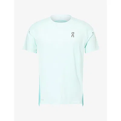 ON MENS PERFORMANCE LOGO STRETCH-JERSEY T-SHIRT FLURRY, AQUAMARINE