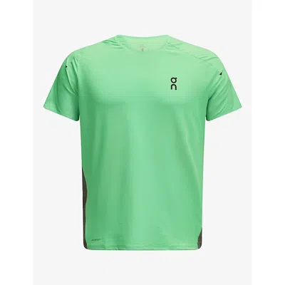 On Mens Performance Logo Stretch-jersey T-shirt Verdite, Apollo