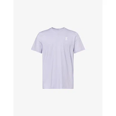 On Mens Purple Court Brand-print Stretch-woven T-shirt