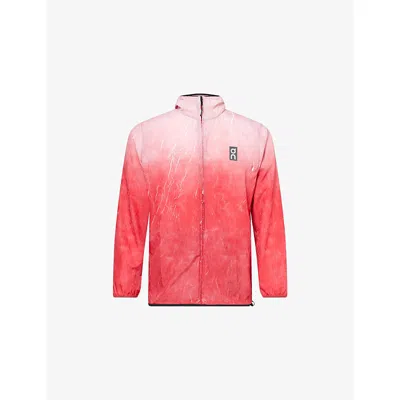 On Mens Red Pace Run Windbreaker Shell Jacket