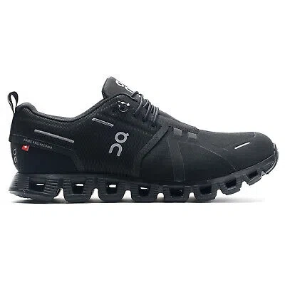 Pre-owned On Mens Trainers Cloud 5 Waterproof Casual Lace-up Low-top Textile Synthetic In All Black