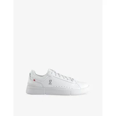 On Mens White White White The Roger Advantage Faux-leather Low-top Trainers