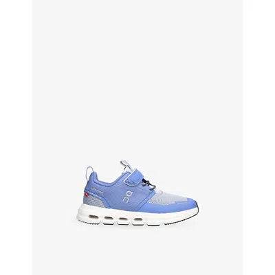 On Mid Blue Kids' Cloud Play Woven Trainers Eur 34 / 2 Uk