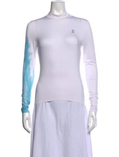 Pre-owned On Mock Neck Lg Sleeve Top In White