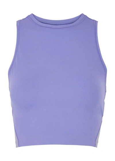 On Movement Cropped Stretch-jersey Tank In Purple