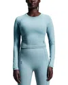 On Movement Lg Sleeve Crop Top In Coast