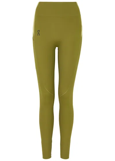 On Movement Panelled Stretch-jersey Leggings In Khaki