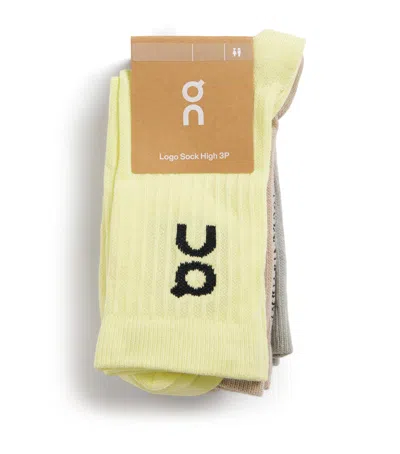 On Organic Cott-blend Logo Socks In Multi