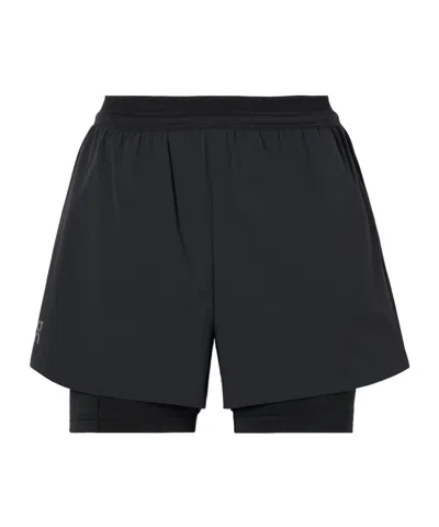 On Pace Layered Recycled-shell And Stretch-jersey Shorts In Black