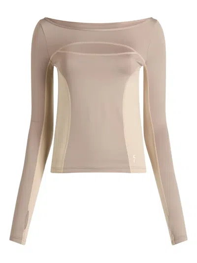 On Panelled Lg-sleeve T-shirt In Nude