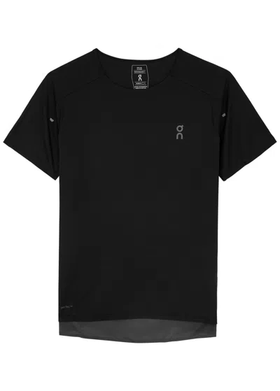 On Performance Panelled Stretch-jersey T-shirt In Black