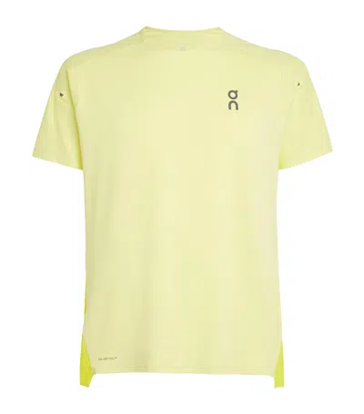 On Performance-t Stretch Recycled-jersey And Mesh T-shirt In Yellow