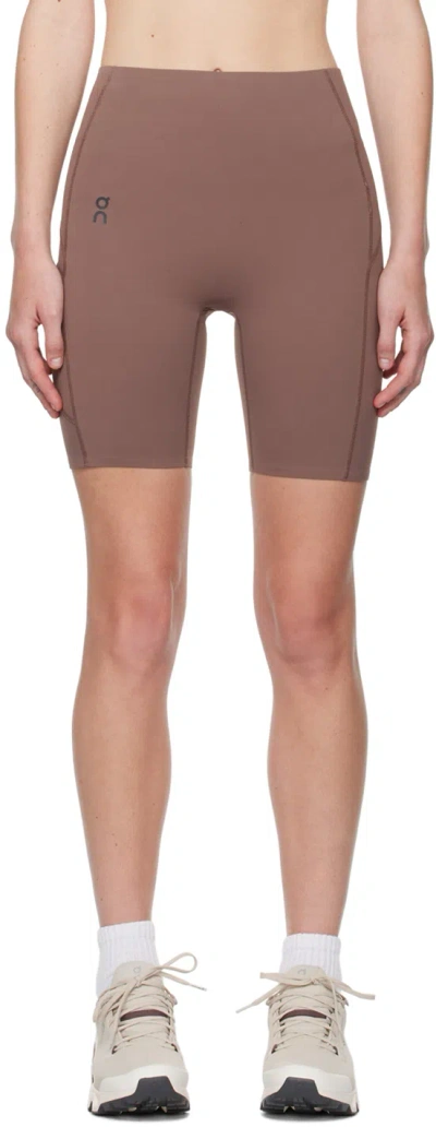 On Purple Movement Sport Shorts In Brown