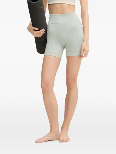 On Ribbed-knit High Wasted Shorts In Green