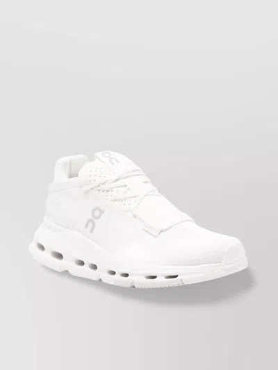On Running Almond Toe Logo Pull-tab Sneakers In White