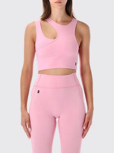 On Running Asymmetrical E-shoulder Cropped Top With Cut-out Detail In Pink