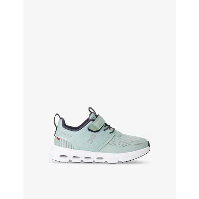 ON RUNNING GREEN KIDS' CLOUD PLAY LOGO-PRINT WOVEN LOW-TOP TRAINERS EUR 27.5 /9.5 UK