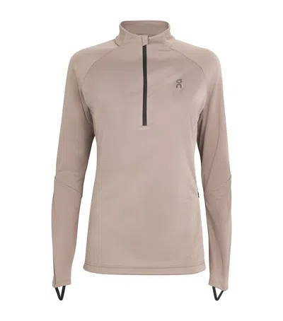 On Running Climate Quarter-zip Long-sleeve Top In Brown