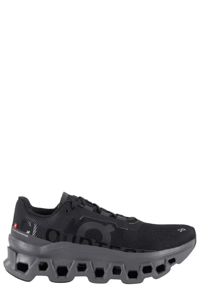 On Running Cloudmonster Technical Fabric Sneakers With Perforated Rubber Sole In Black
