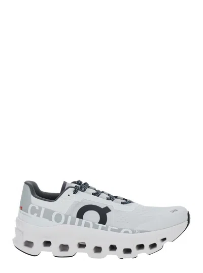 ON RUNNING 'CLOUDMONSTER' WHITE LOW TOP SNEAKERS WITH POLKA DOT LACES AND LOGO ON RUNNING THE SIDE IN TECH FABR
