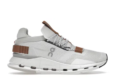 Pre-owned On Running Cloudnova Brown (women's) Sneakers In White/pearl