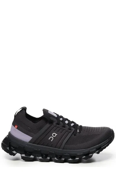 On Running Lace-up Sneakers In Black