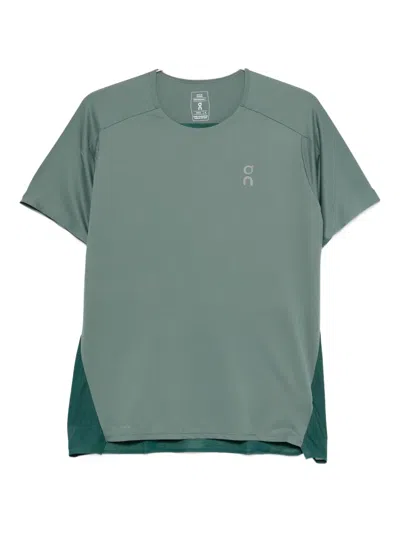 On Running Colour-block Performance T-shirt In Green