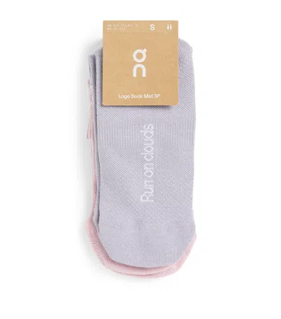 On Running Cotton-blend Logo Socks In Gray