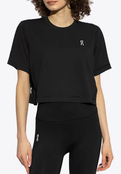 On Running Cropped Logo T-shirt In Black
