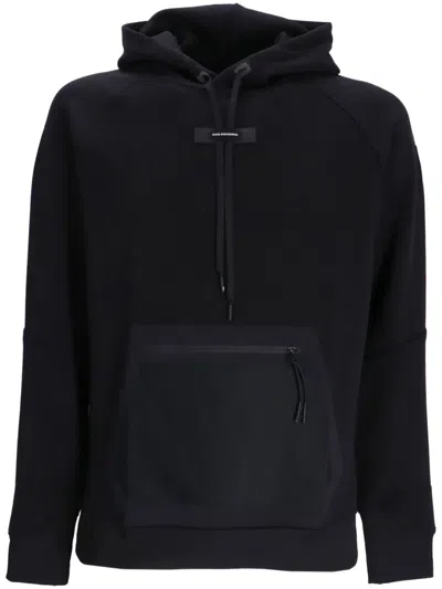 On Running Drawstring Cotton Hoodie In Black
