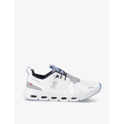 On Running Kids' Cloud Sky Trainers In White/navy