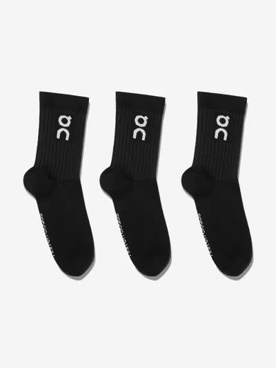 On Running Kids Logo Socks 3-pack In Black