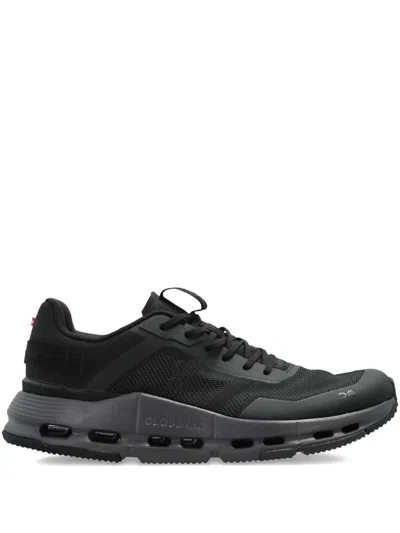 On Running Lace-up Panelled Sneakers In Black