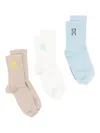 On Running Logo-embroidered Socks (pack Of 3) In Multi